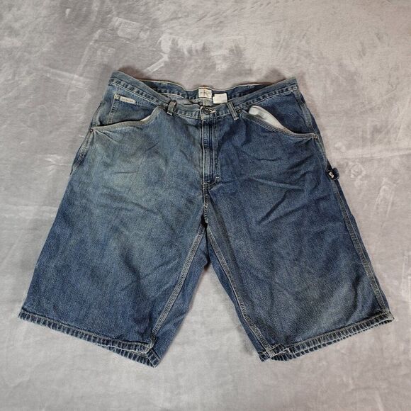 Vintage Calvin Klein Carpenter Denim Shorts Mens 38 12” Baggy Grunge Y2K - Picture 3 of 10